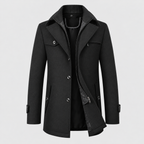 Logan Men's Mid-Length Zip & Button Wool Blend Coat