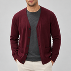Leo Men's Classic V-Neck Button-Front Cardigan