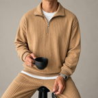Asher Men's Ribbed Quarter-Zip Pullover Jumper