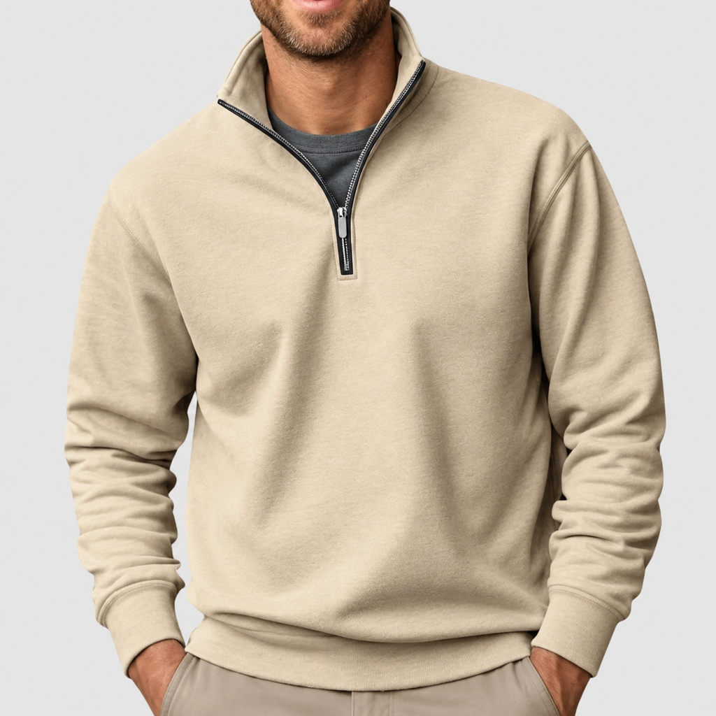 Caleb Relaxed-Fit Quarter-Zip Fleece Pullover Sweatshirt