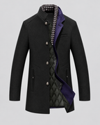 Xavier Men's Stand Collar Wool Blend Overcoat