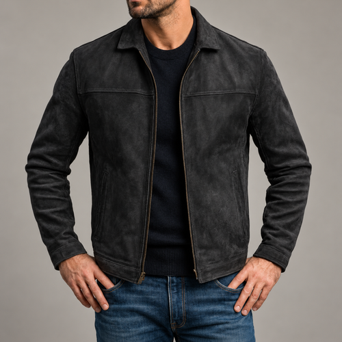 Asher Men's Suede Leather Zip Jacket