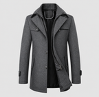 Logan Men's Mid-Length Zip & Button Wool Blend Coat