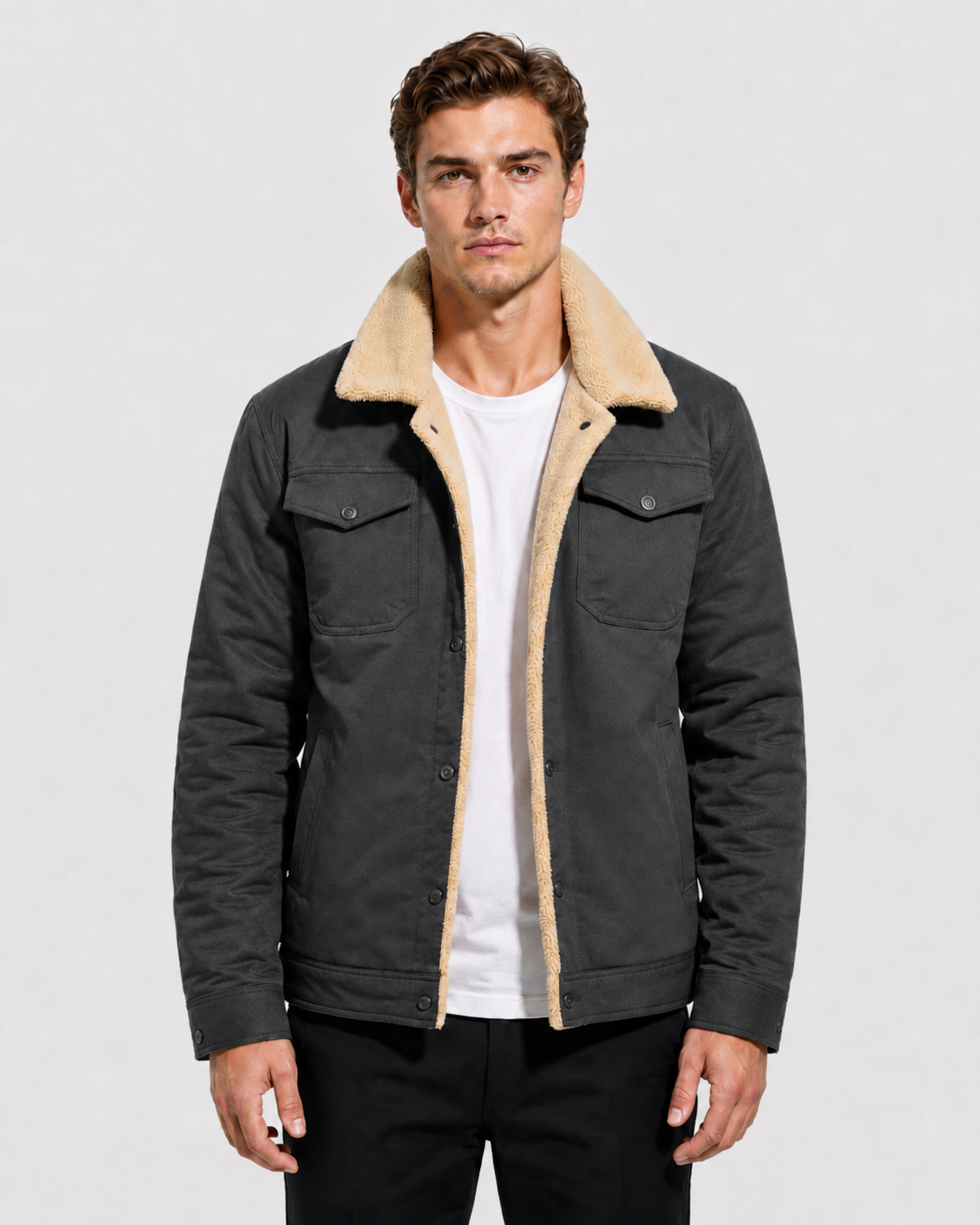 Jasper Sherpa-Lined Corduroy Trucker Jacket