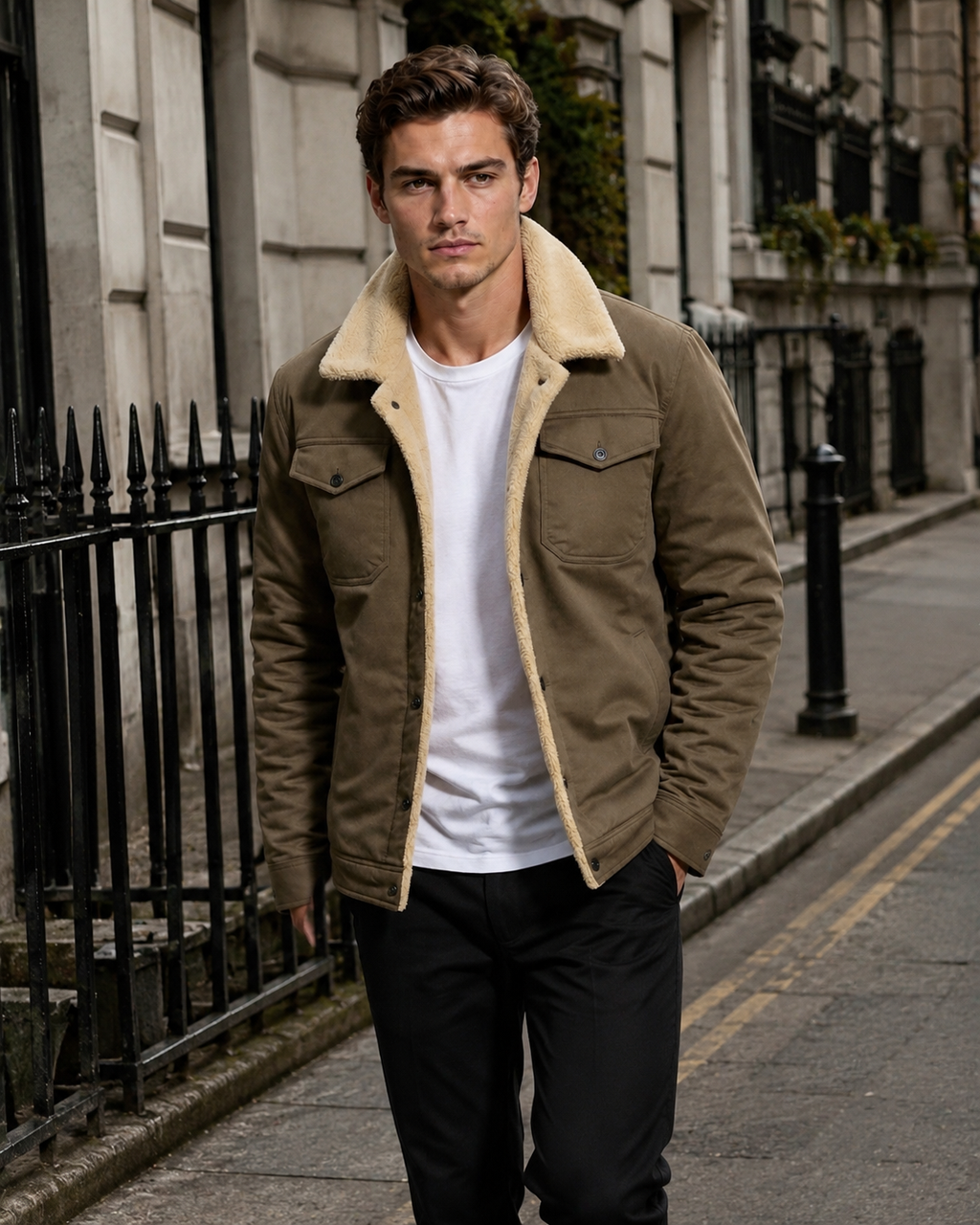 Jasper Sherpa-Lined Corduroy Trucker Jacket
