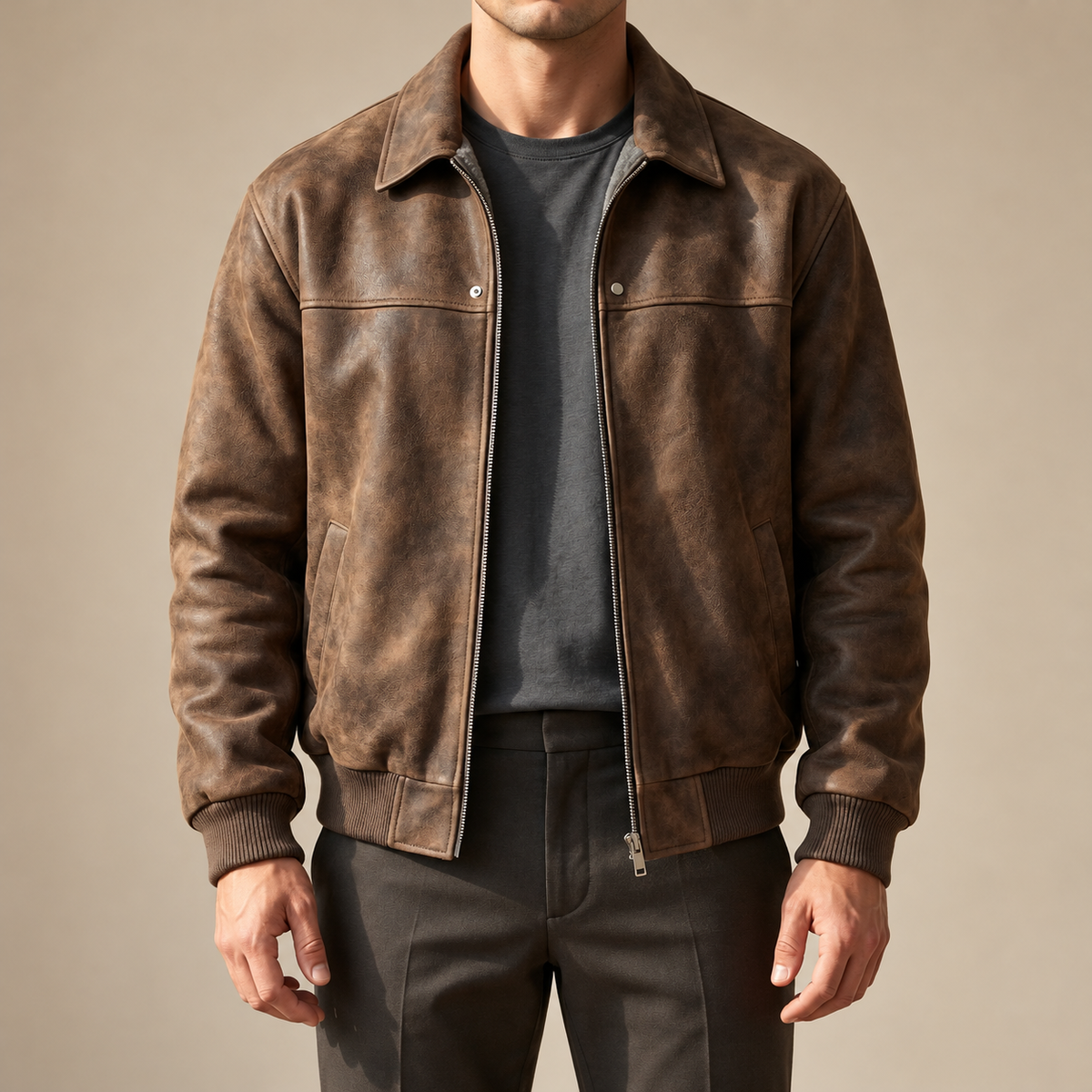 Lucas Men's Suede Bomber Jacket