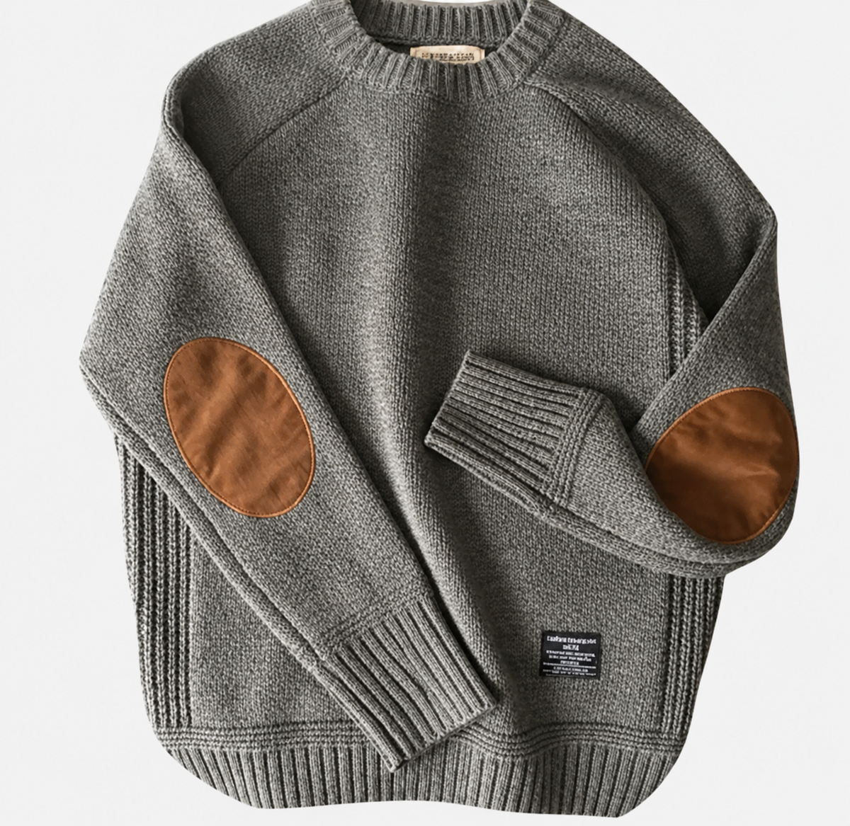 Ethan Classic Crew-Neck Suede-Patch Knit Jumper