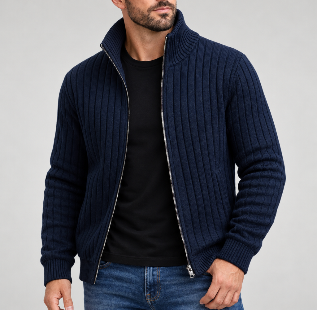 Miles Men's Ribbed Full-Zip Knit Cardigan