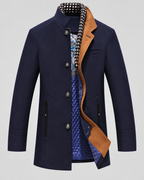 Xavier Men's Stand Collar Wool Blend Overcoat