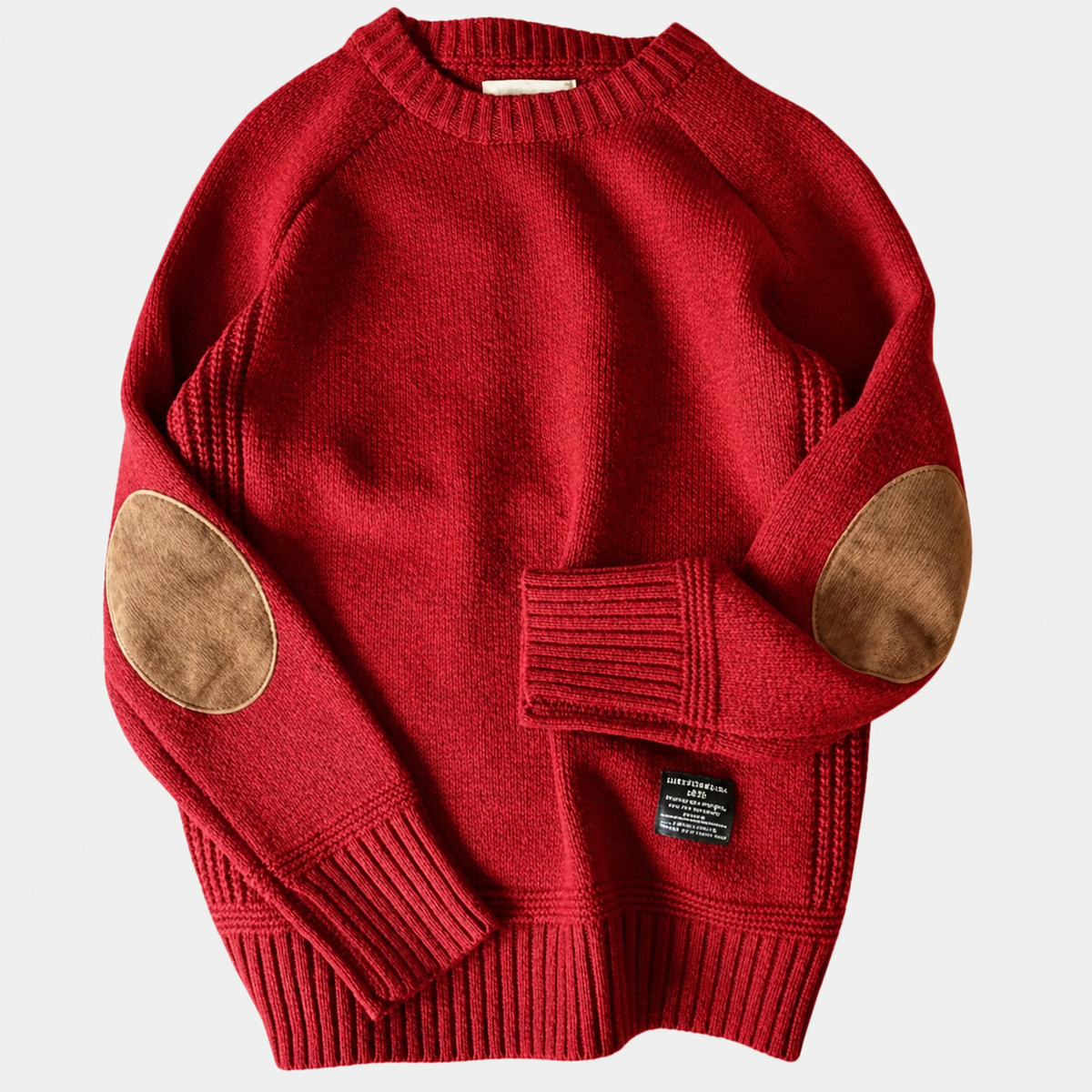 Ethan Classic Crew-Neck Suede-Patch Knit Jumper