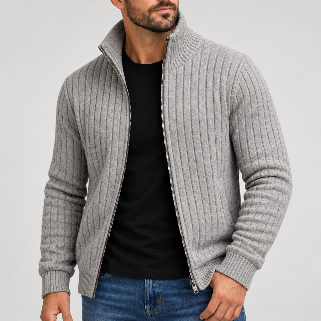 Miles Men's Ribbed Full-Zip Knit Cardigan