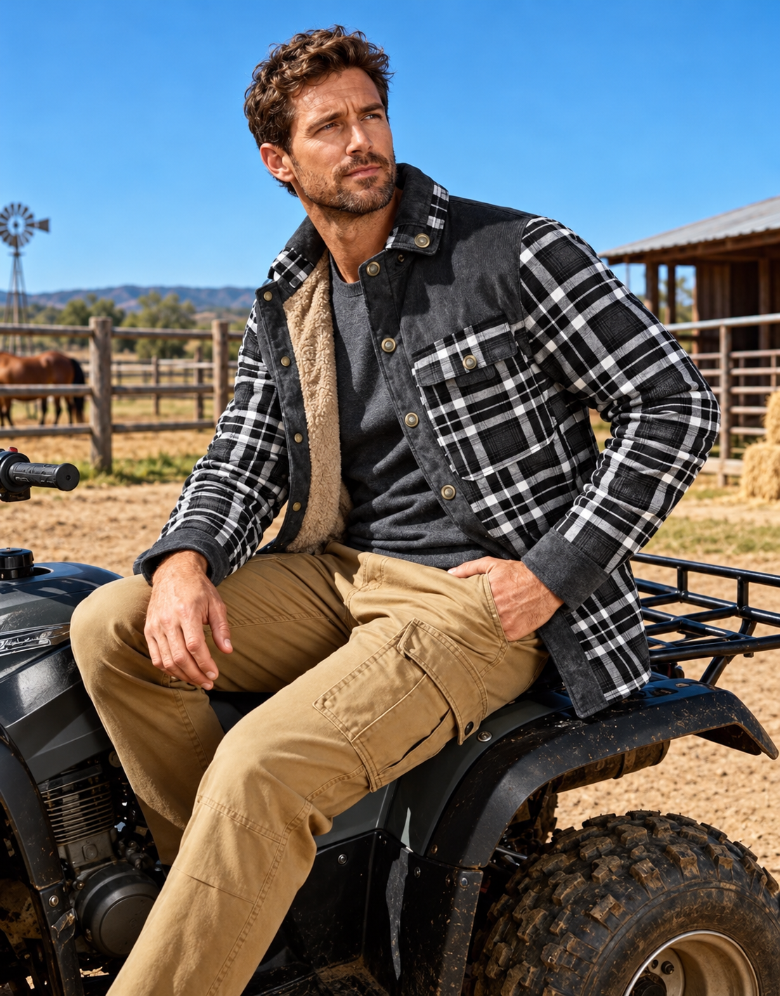 Wyatt Men's Fleece Lined Plaid Shirt Jacket