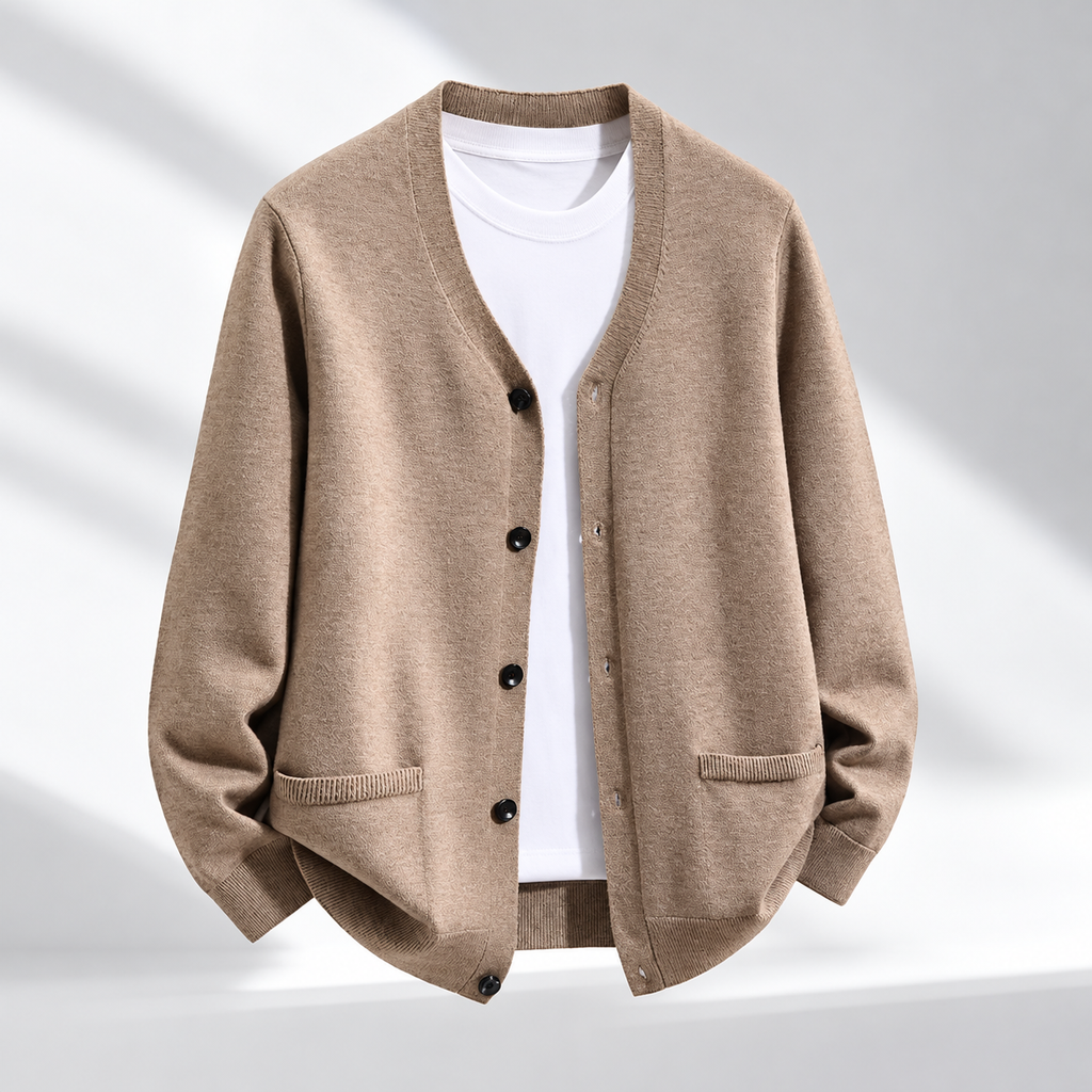 Leo Men's Classic V-Neck Button-Front Cardigan