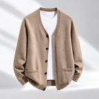 Leo Men's Classic V-Neck Button-Front Cardigan