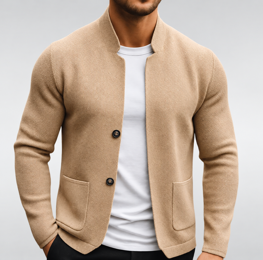 Marcus Men's Button-Front Structured Knit Cardigan
