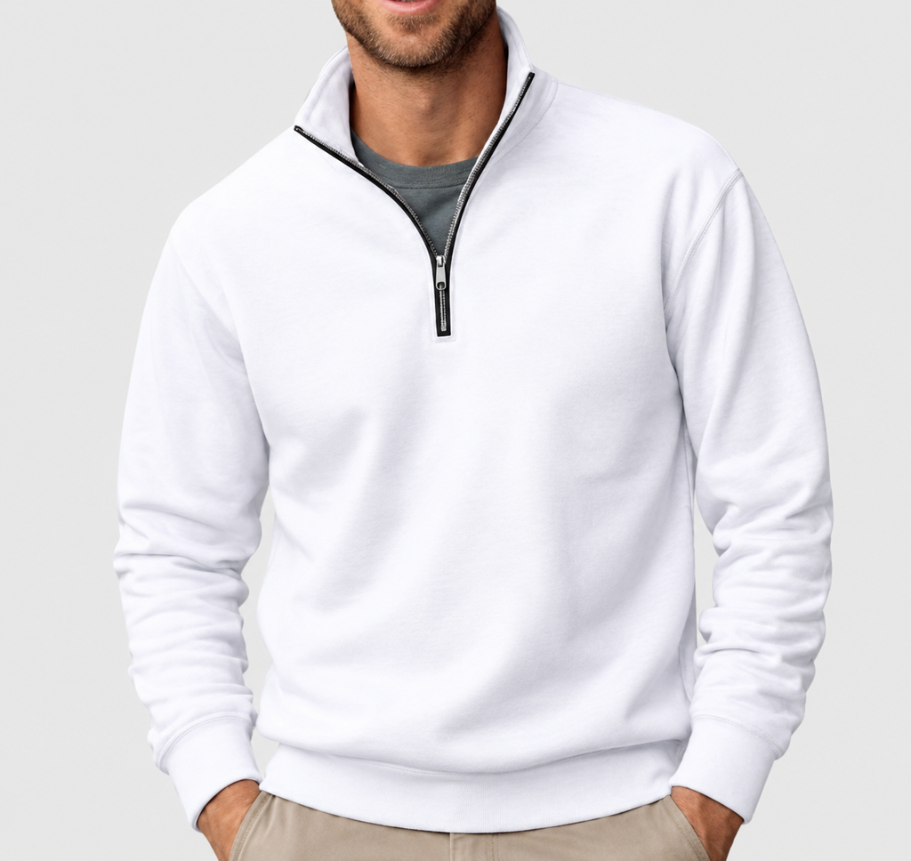 Caleb Relaxed-Fit Quarter-Zip Fleece Pullover Sweatshirt