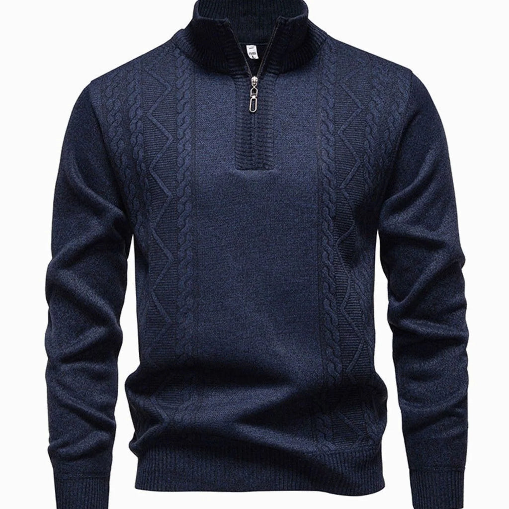 Men's Cable-Knit Stand-Collar Quarter-Zip Jumper