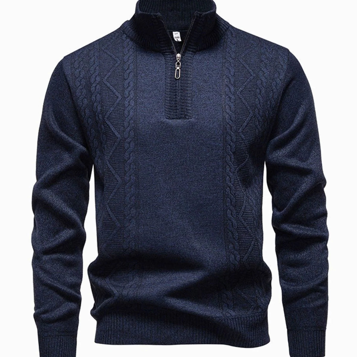Men's Cable-Knit Stand-Collar Quarter-Zip Jumper