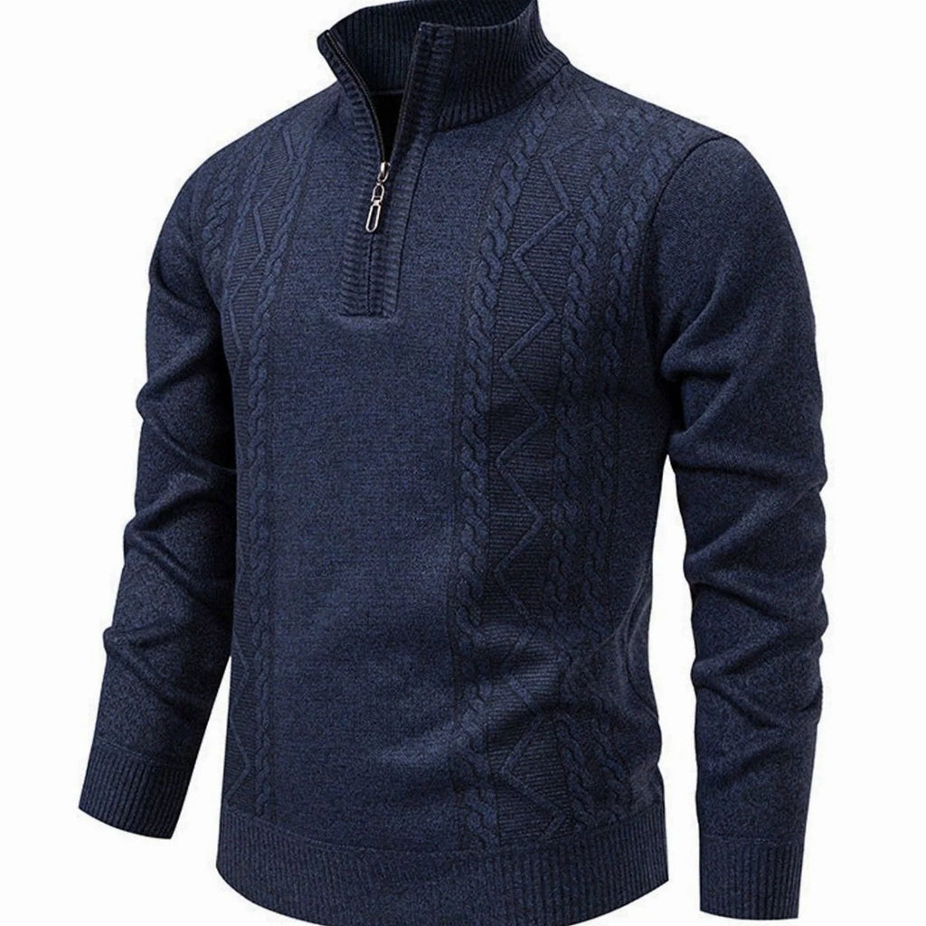 Men's Cable-Knit Stand-Collar Quarter-Zip Jumper