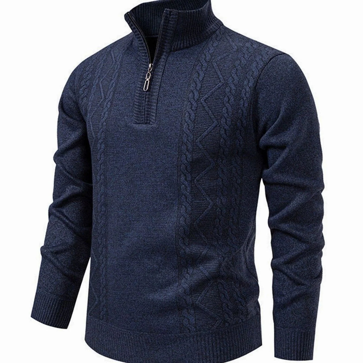 Men's Cable-Knit Stand-Collar Quarter-Zip Jumper