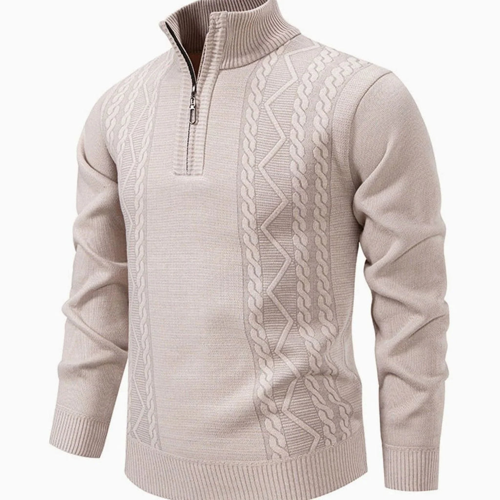 Men's Cable-Knit Stand-Collar Quarter-Zip Jumper