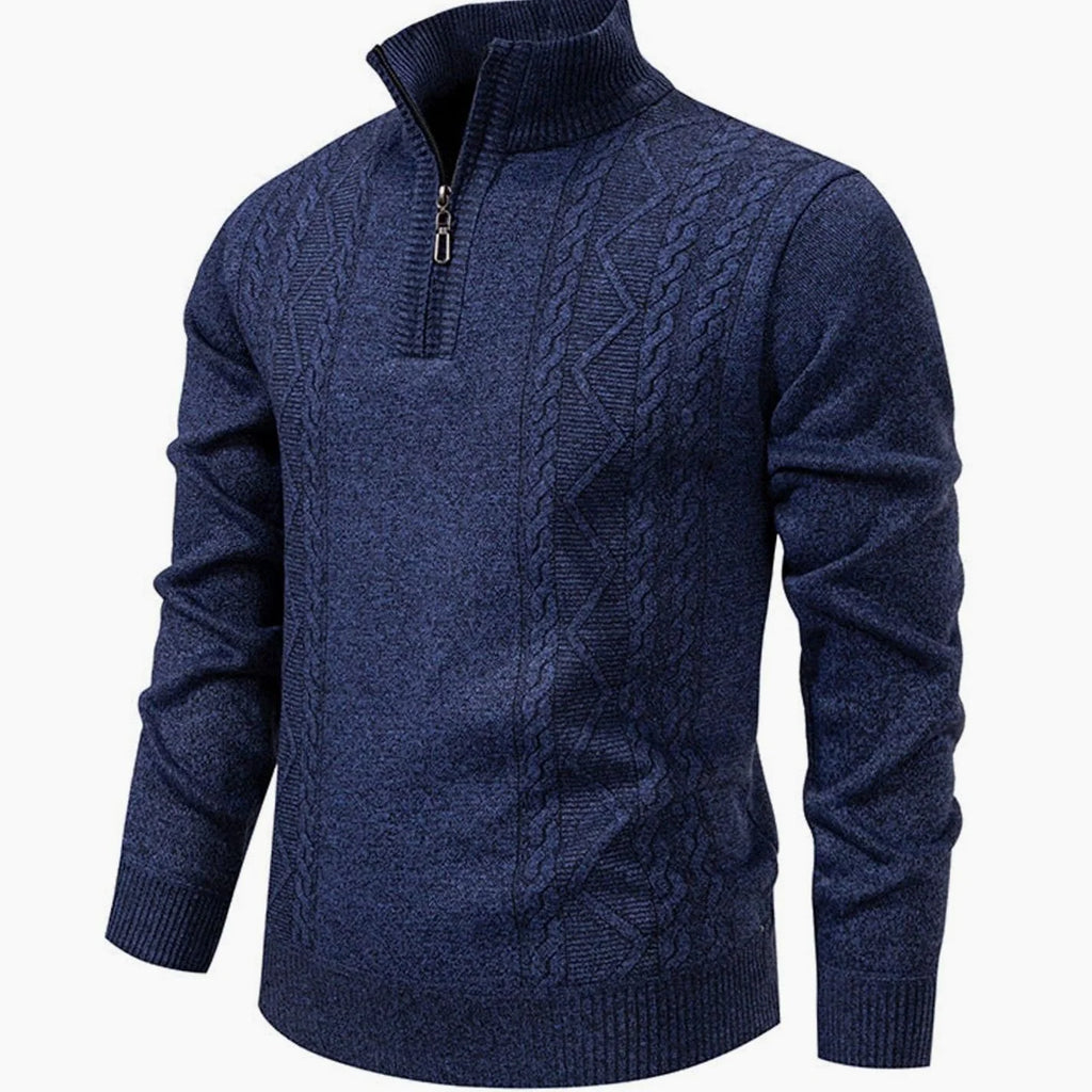Men's Cable-Knit Stand-Collar Quarter-Zip Jumper