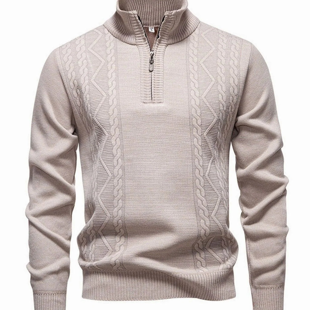Men's Cable-Knit Stand-Collar Quarter-Zip Jumper