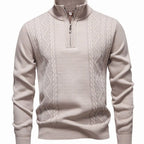 Men's Cable-Knit Stand-Collar Quarter-Zip Jumper