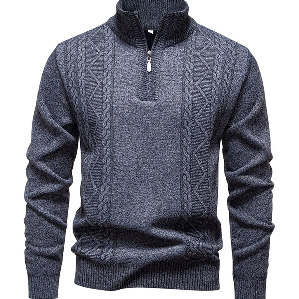 Men's Cable-Knit Stand-Collar Quarter-Zip Jumper