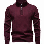 Men's Cable-Knit Stand-Collar Quarter-Zip Jumper
