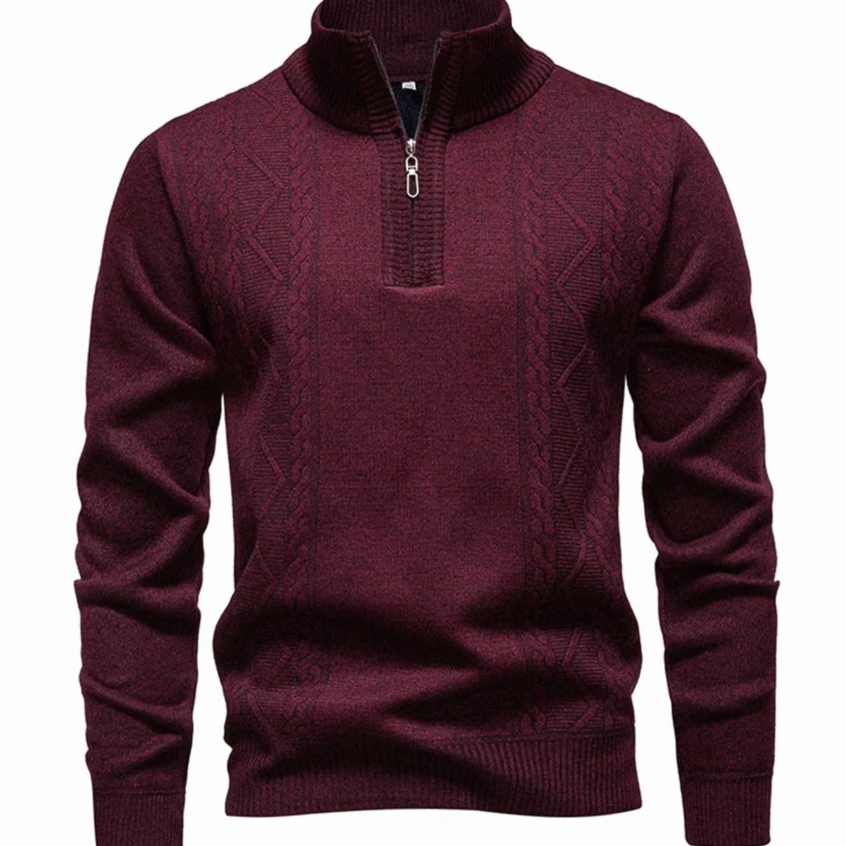 Men's Cable-Knit Stand-Collar Quarter-Zip Jumper