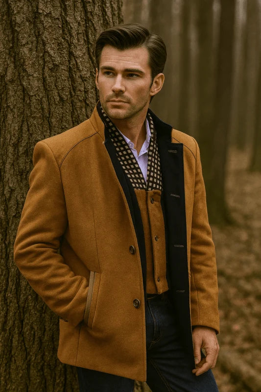 Men's Classic Button Front Winter Coat