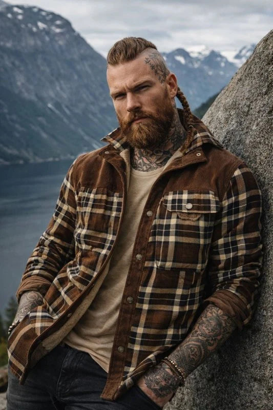 Men's Classic Plaid Button-Front Jacket