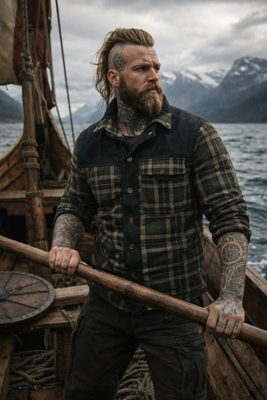 Men's Classic Plaid Button-Front Jacket