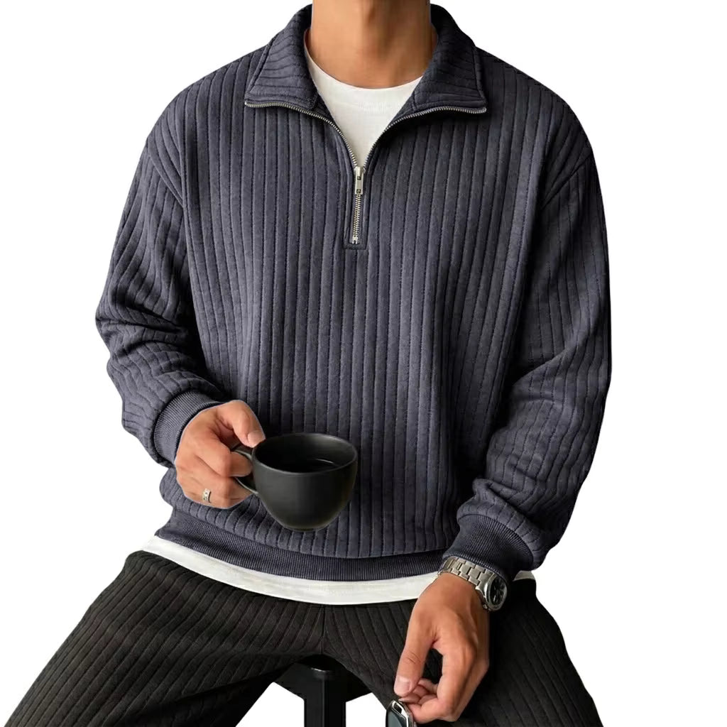 Men's Classic Striped Quarter-Zip Jumper