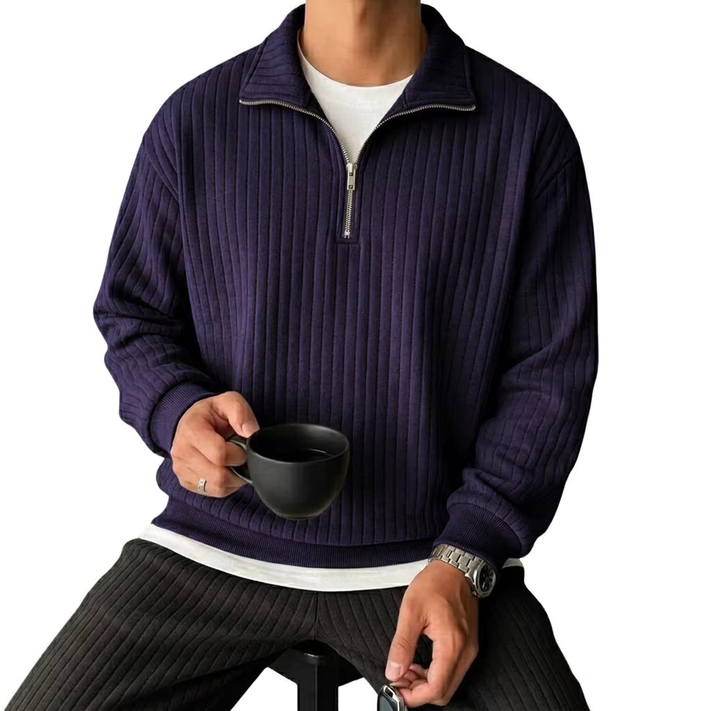 Men's Classic Striped Quarter-Zip Jumper