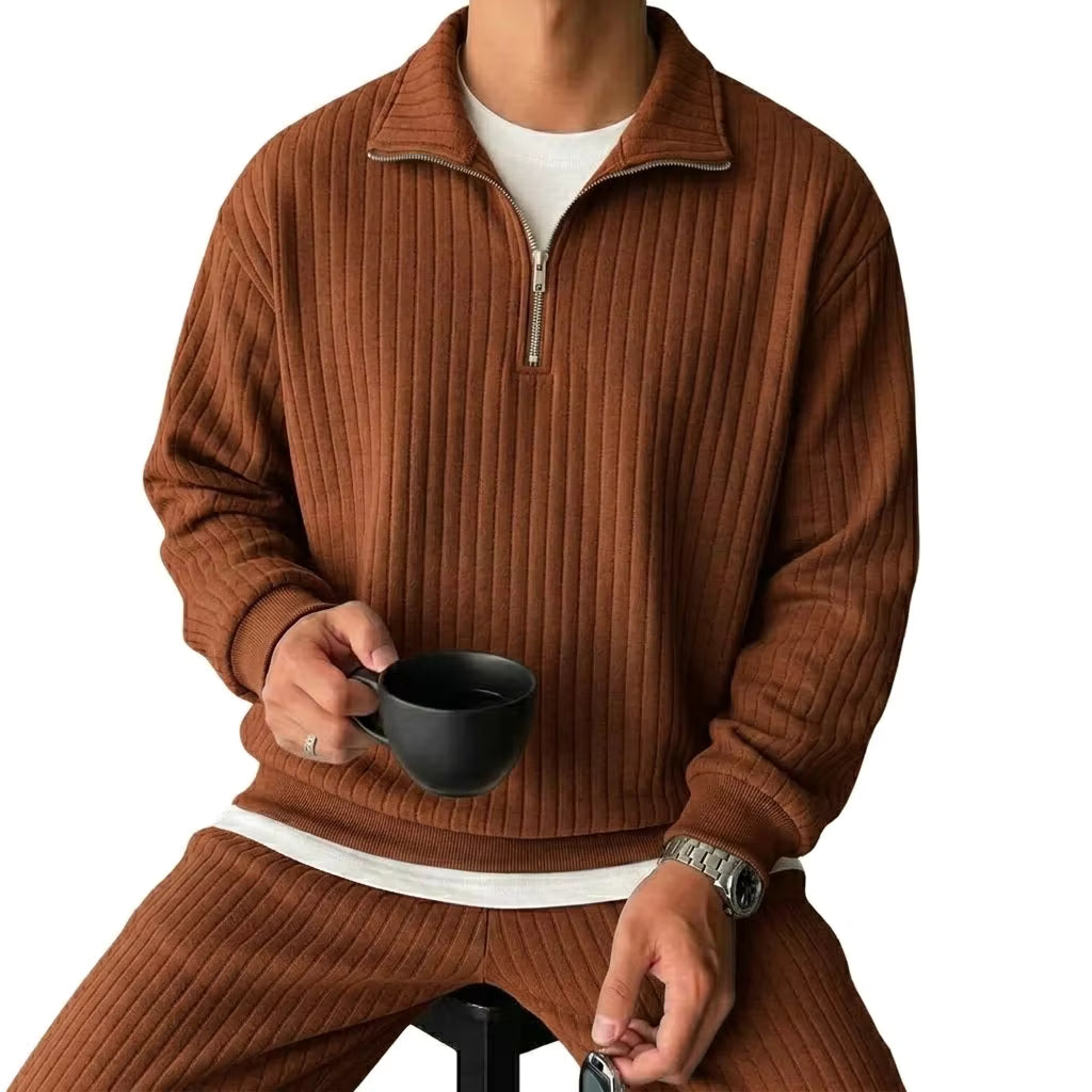 Men's Classic Striped Quarter-Zip Jumper