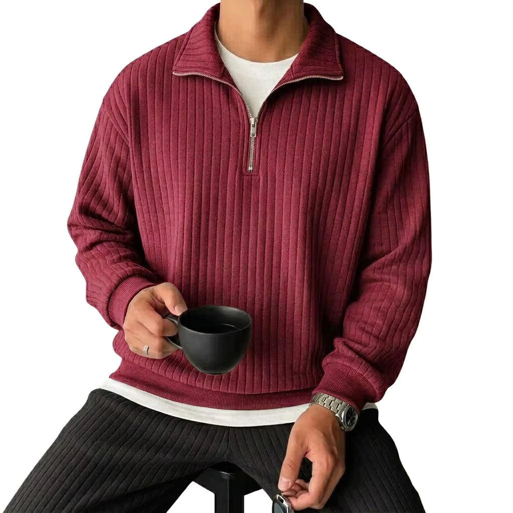 Men's Classic Striped Quarter-Zip Jumper