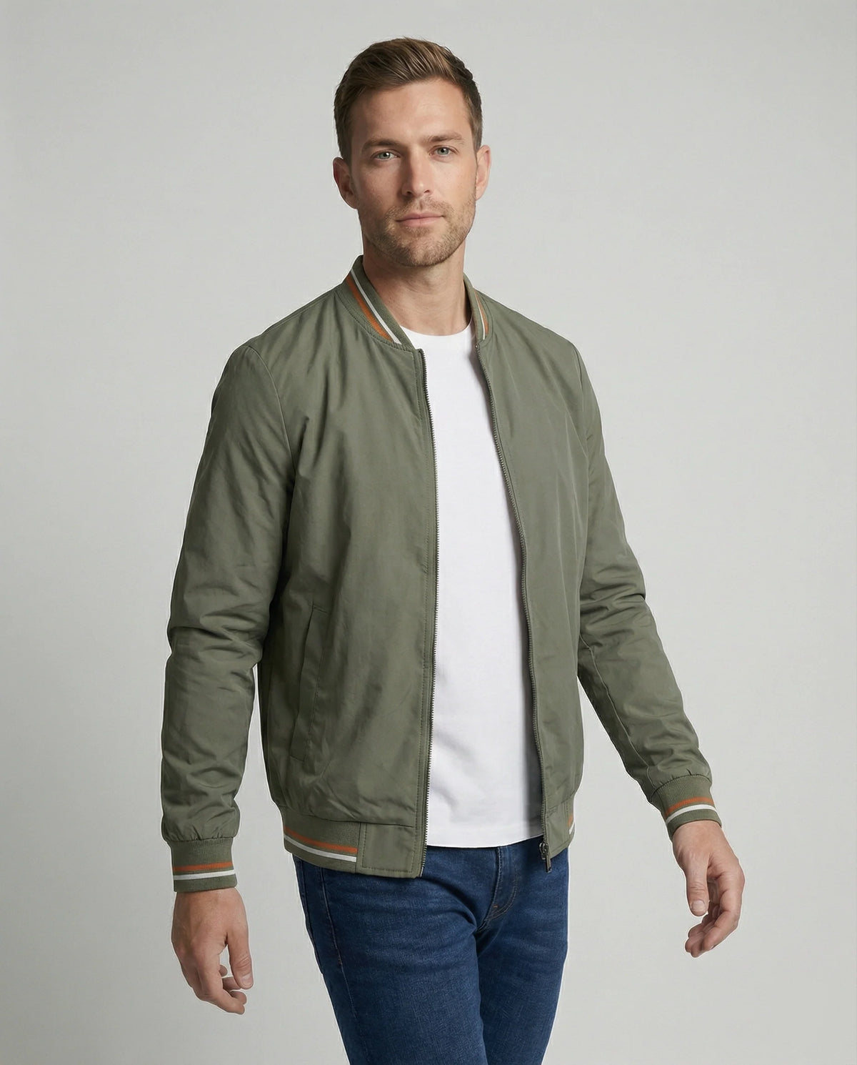 Men's Classic Zip-Up Bomber Jacket