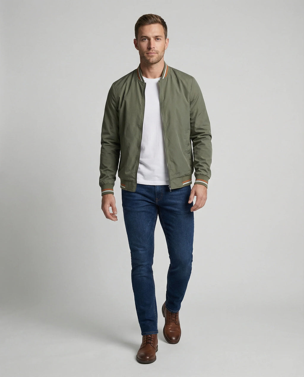 Men's Classic Zip-Up Bomber Jacket