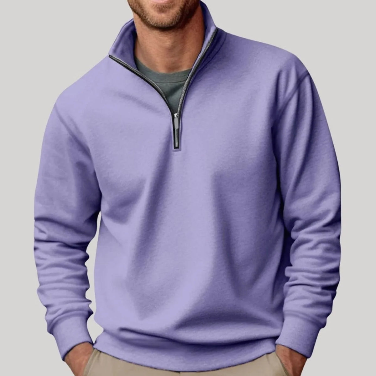 Men's Relaxed-Fit Quarter-Zip Fleece Pullover Sweatshirt