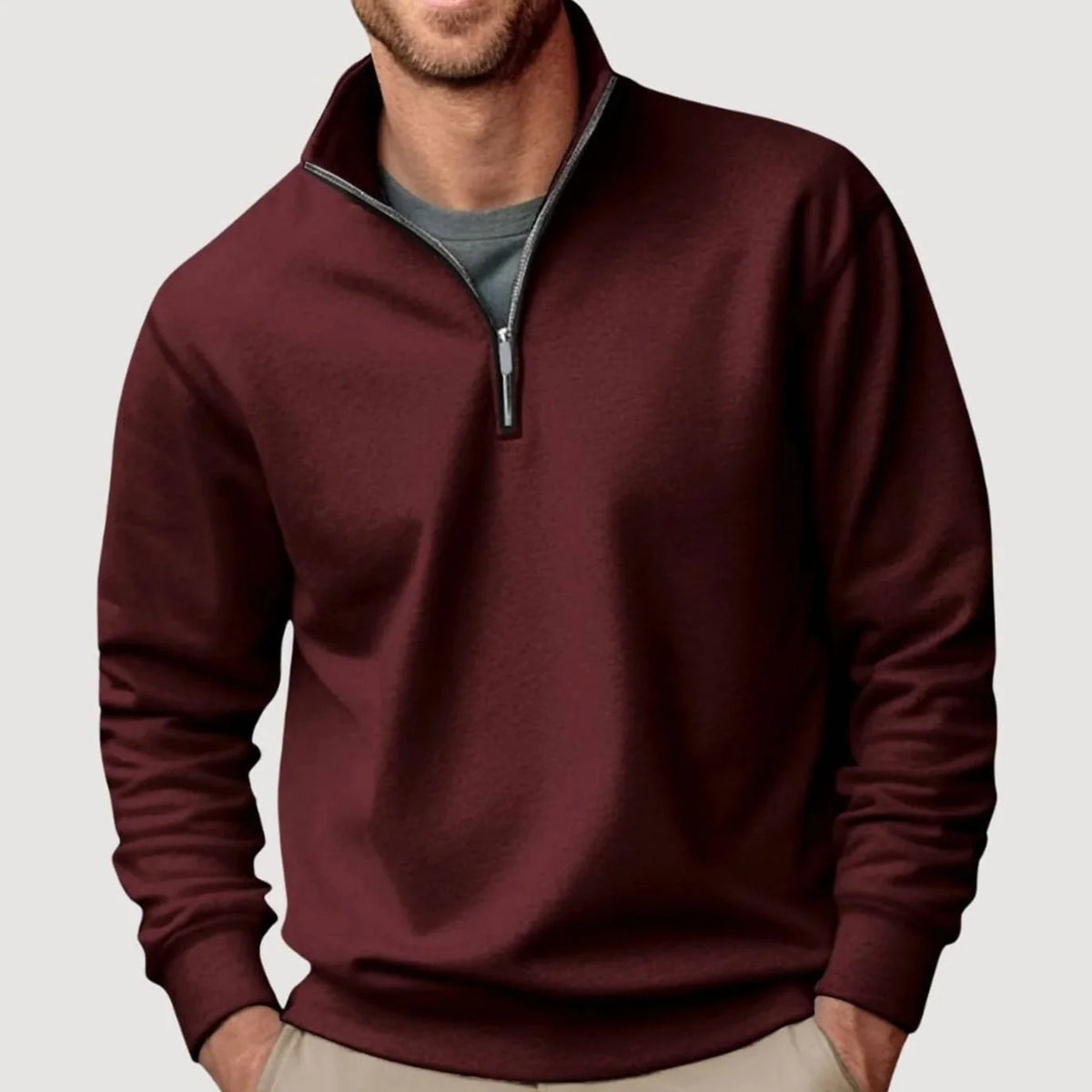 Men's Relaxed-Fit Quarter-Zip Fleece Pullover Sweatshirt